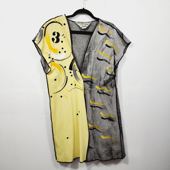 Vintage 90s Christine Gentry Hand painted Knit Mock Neck Top & Vest Set Size M - Picture 9 of 14